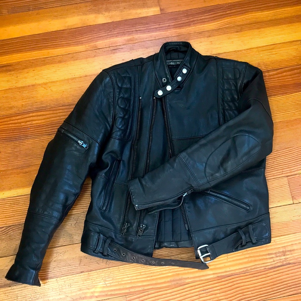 Genuine leather black Steinmark moto jacket size 36